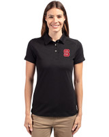 NC State Wolfpack Cutter & Buck Advantage Eco Tri-Blend Pique Womens Polo Black Front