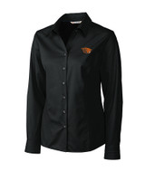 Oregon State Beavers Cutter & Buck Epic Easy Care Fine Twill Womens Long Sleeve Dress Shirt Black Mannequin
