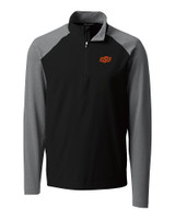 Oklahoma State Cowboys Cutter & Buck Response Lightweight Hybrid Quarter Zip Mens Pullover Windbreaker Black Mannequin