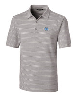 North Carolina Tar Heels Cutter & Buck Forge Epic Confidence Recycled Heathered Stripe Stretch Mens Polo Polished Medium Gray Mannequin