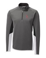 Ole Miss Rebels Cutter & Buck Traverse Colorblock Stretch Quarter Zip Mens Pullover Elemental Grey Mannequin