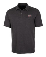 Mississippi State Bulldogs Cutter & Buck Advantage Tri-Blend Jersey Mens Pocket Polo Black Heather Mannequin