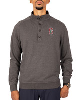 Stanford Cardinal  Cutter & Buck Saturday Cotton Blend Mens Mock Pullover Sweatshirt Charcoal Heather Front