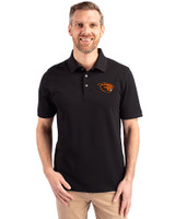 Oregon State Beavers Cutter & Buck Advantage Eco Tri-Blend Pique Mens Polo Black Front