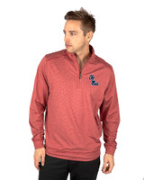 Ole Miss Rebels Cutter & Buck Shoreline Heathered Quarter Zip Mens Pullover Cardinal Red Heather Front