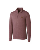 Minnesota Golden Gophers Cutter & Buck Shoreline Heathered Quarter Zip Mens Pullover Bordeaux Heather Mannequin