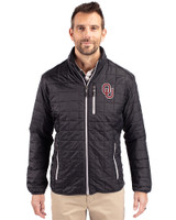 Oklahoma Sooners  Cutter & Buck Rainier PrimaLoft® Mens Eco Insulated Full Zip Puffer Jacket Black Front