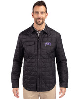 TCU Horned Frogs Cutter & Buck Rainier PrimaLoft® Mens Eco Insulated Quilted Shirt Jacket Black Front