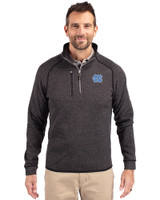 North Carolina Tar Heels Cutter & Buck Mainsail Sweater-Knit Mens Half Zip Pullover Jacket Charcoal Heather Front