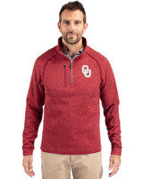 Oklahoma Sooners  Cutter & Buck Mainsail Sweater-Knit Mens Half Zip Pullover Jacket Cardinal Red Heather Front