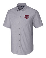 Texas A&M Aggies Cutter & Buck Stretch Oxford Mens Short Sleeve Dress Shirt Charcoal Mannequin