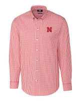 Nebraska Cornhuskers Cutter & Buck Easy Care Stretch Gingham Mens Long Sleeve Dress Shirt Cardinal Red Mannequin