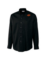 Oklahoma State Cowboys Cutter & Buck Epic Easy Care Nailshead Mens Long Sleeve Dress Shirt Black Mannequin