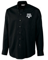 Texas A&M Aggies Cutter & Buck Epic Easy Care Nailshead Mens Long Sleeve Dress Shirt Black Mannequin