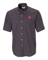 NC State Wolfpack Cutter & Buck Epic Easy Care Nailshead Mens Short Sleeve Dress Shirt Black Mannequin