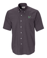 South Florida Bulls Cutter & Buck Epic Easy Care Nailshead Mens Short Sleeve Dress Shirt Black Mannequin