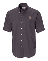 Stanford Cardinal  Cutter & Buck Epic Easy Care Nailshead Mens Short Sleeve Dress Shirt Black Mannequin