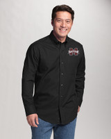 Mississippi State Bulldogs Cutter & Buck Epic Easy Care Fine Twill Mens Long Sleeve Dress Shirt Black Front