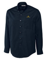 Notre Dame Fighting Irish Cutter & Buck Epic Easy Care Fine Twill Mens Long Sleeve Dress Shirt Navy Blue Mannequin