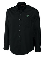 South Florida Bulls Cutter & Buck Epic Easy Care Fine Twill Mens Long Sleeve Dress Shirt Black Mannequin