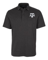 Texas A&M Aggies Cutter & Buck Advantage Tri-Blend Jersey Mens Big and Tall Pocket Polo Black Heather Mannequin