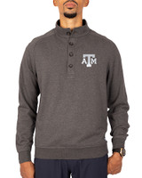 Texas A&M Aggies Cutter & Buck Saturday Cotton Blend Mens Big and Tall  Mock Pullover Sweatshirt Charcoal Heather Front