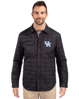 Kentucky Wildcats Cutter & Buck Rainier Recycled Insulated Puffer Mens Big & Tall Full Zip Shirt Jacket Black Front