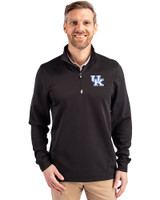 Kentucky Wildcats Cutter & Buck Traverse Stretch Eco Quarter Zip Mens Pullover Black Front