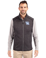 Kentucky Wildcats Cutter & Buck Mainsail Sweater-Knit Mens Big and Tall Full Zip Vest Charcoal Heather Front