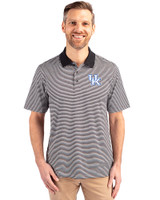 Kentucky Wildcats Cutter & Buck Forge Tonal Stripe Stretch Mens Big and Tall Polo Black Front