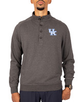 Kentucky Wildcats Cutter & Buck Saturday Cotton Blend Mens Big and Tall  Mock Pullover Sweatshirt Charcoal Heather Front