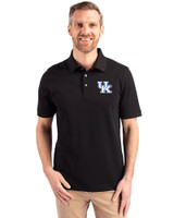 Kentucky Wildcats Cutter & Buck Advantage Eco Tri-Blend Pique Mens Big and Tall Polo Black Front
