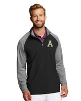 Appalachian State Mountaineers Cutter & Buck Response Lightweight Hybrid Quarter Zip Mens Pullover Windbreaker Black Front
