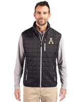 Appalachian State Mountaineers Cutter & Buck Rainier PrimaLoft® Mens Big and Tall Eco Insulated Full Zip Puffer Vest Black Front