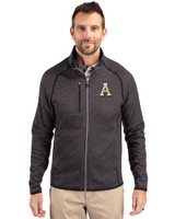 Appalachian State Mountaineers Cutter & Buck Mainsail Sweater-Knit Mens Full Zip Jacket Charcoal Heather Front