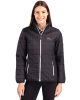 Wake Forest Demon Deacons Cutter & Buck Rainier PrimaLoft®  Womens Eco Insulated Full Zip Puffer Jacket Black Front