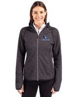 Creighton Bluejays Cutter & Buck Mainsail Full Zip Hooded Womens Jacket Charcoal Heather Front