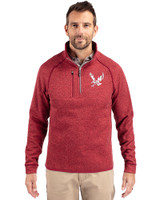 Eastern Washington Eagles Cutter & Buck Mainsail Sweater-Knit Mens Half Zip Pullover Jacket Cardinal Red Heather Front