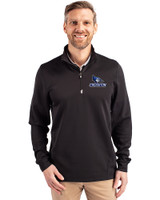Creighton Bluejays Cutter & Buck Traverse Stretch Eco Quarter Zip Mens Big and Tall Pullover Black Front