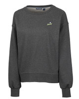 Florida Gulf Coast Eagles Cutter & Buck Saturday Cotton Blend Womens Crew Neck Sweatshirt Charcoal Heather Mannequin