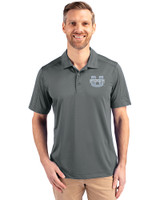 Utah State Aggies Cutter & Buck Prospect Eco Textured Stretch Recycled Mens Big & Tall Polo Elemental Grey Front