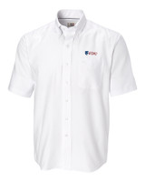 Fairleigh Dickinson Knights Cutter & Buck Epic Easy Care Nailshead Mens Big and Tall Short Sleeve Dress Shirt White Mannequin