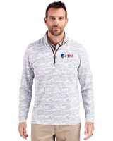 Fairleigh Dickinson Knights Cutter & Buck Traverse Stretch Eco Camo Print Quarter Zip Mens Pullover Charcoal Front