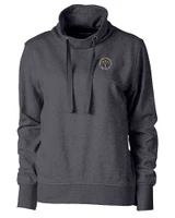 Virginia Military Institute Keydets Cutter & Buck Saturday Cotton Blend Womens Funnel Neck Sweatshirt Charcoal Heather Mannequin