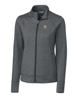Navy Midshipmen Cutter & Buck Shoreline Heathered Womens Full Zip Jacket Charcoal Heather Mannequin