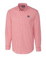 Fresno State Bulldogs Cutter & Buck Easy Care Stretch Gingham Mens Big and Tall Long Sleeve Dress Shirt Cardinal Red Mannequin