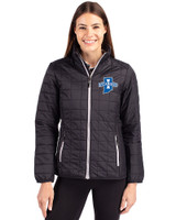 Indiana State Sycamores Cutter & Buck Rainier PrimaLoft®  Womens Eco Insulated Full Zip Puffer Jacket Black Front