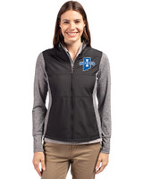 Indiana State Sycamores Cutter & Buck Stealth Hybrid Quilted Womens Full Zip Windbreaker Jacket Black Front