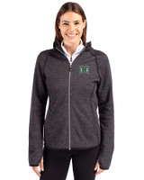 Hawaii Warriors Cutter & Buck Mainsail Full Zip Hooded Womens Jacket Charcoal Heather Front