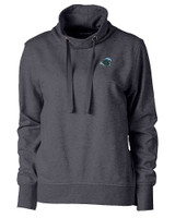 Tulane Green Wave Cutter & Buck Saturday Cotton Blend Womens Funnel Neck Sweatshirt Charcoal Heather Mannequin